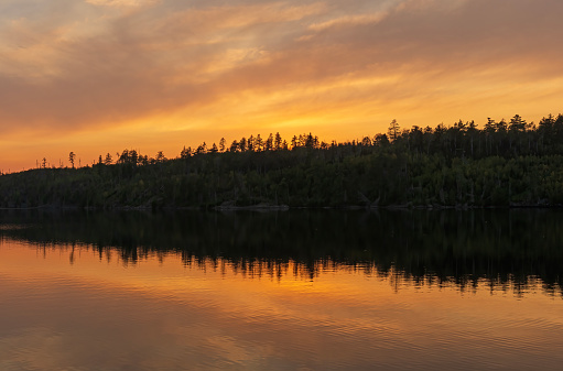 Dramatic Sunset on the Canadian Border on Knife Lake in the Boundary Waters Canoe Area in Minnesota