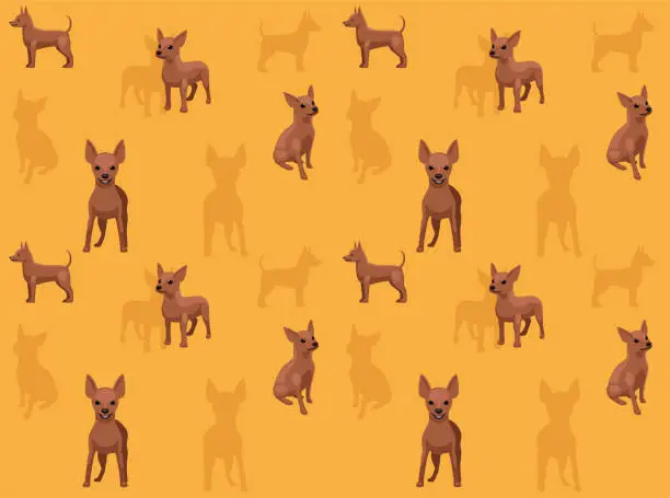 Vector illustration of Dog Miniature Pinscher Tan Beige Coat Cute Cartoon Seamless Wallpaper Background