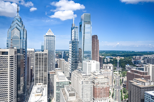 Downtown Skyline of Philadelphia, Pennsylvania at twilight