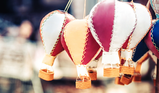 Handmade souvenirs in form of balloons selling on market in Turkey