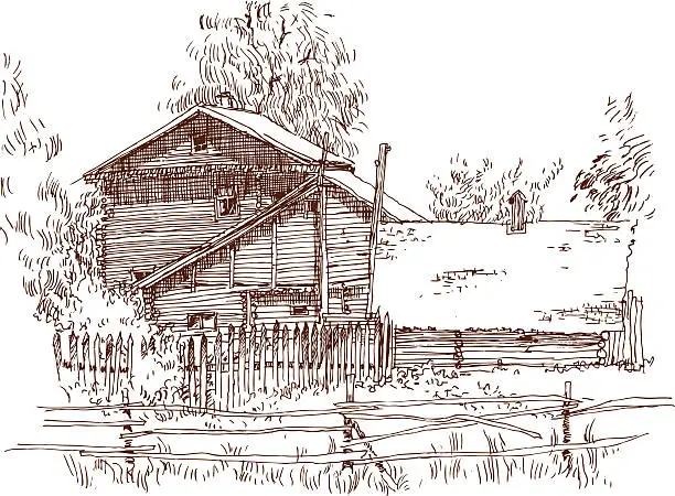 Vector illustration of village house