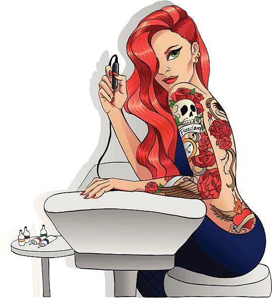 tatoo artist girl tattoo artist on the white background woman tattoos stock illustrations