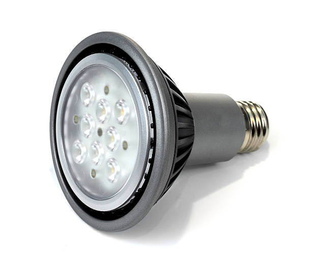 LED light bulb on white background stock photo