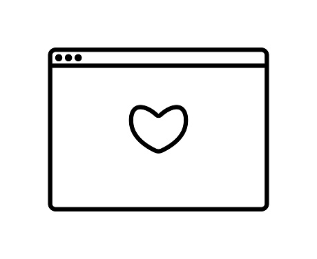Vector illustration of a web browser with an emoticon on it. Cut out design element on a transparent background on the vector file. Line icon style.