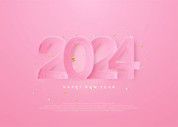 istock Happy new year 2024, soft and beautiful pink paper cut. 1552190367