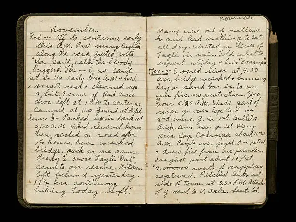 Photo of World War One Soldier's Diary Pages