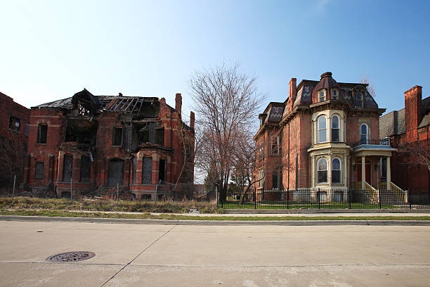 Abandoned brick houses, Detroit, Michigan Abandoned brick buildings in Detroit, Michigan detroit ruins stock pictures, royalty-free photos & images