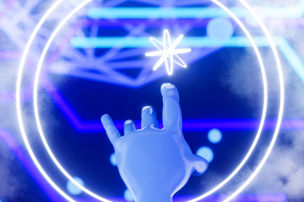 istock View of a Cyborg robot hand on a city glowing background 3d rendering for Artificial intelligence background concept. 1552214375
