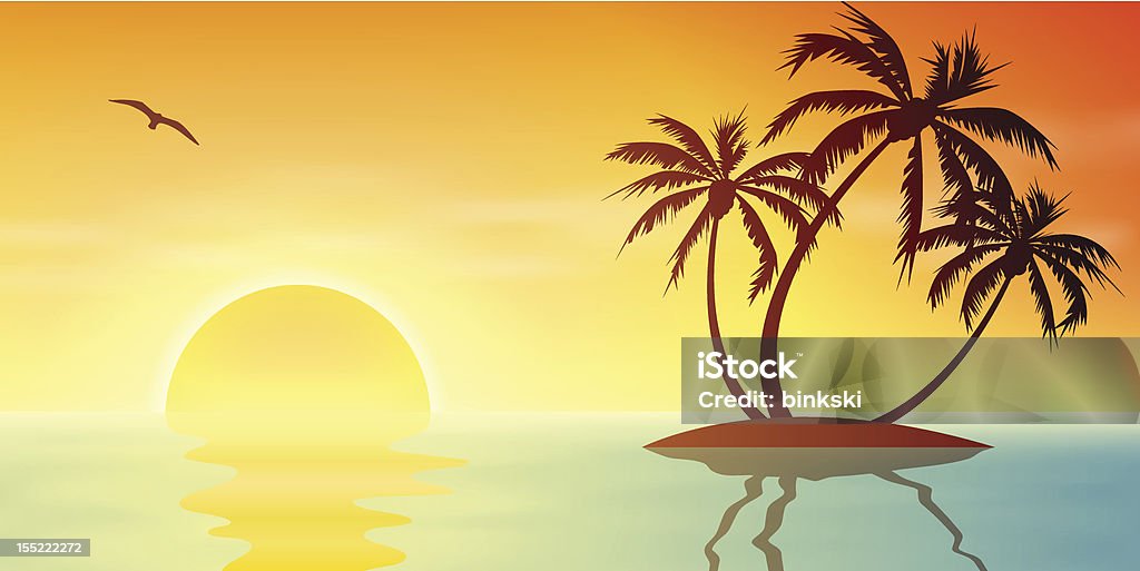 Isla Tropical - arte vectorial de Palmera libre de derechos