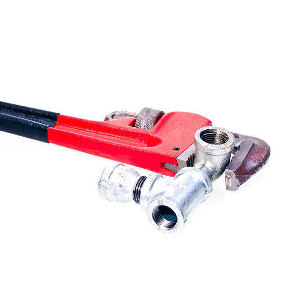 istock Adjustable wrench and pipe joint fittings 155222734