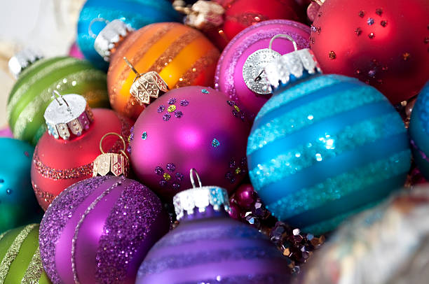 Festive Glittered Ornaments stock photo