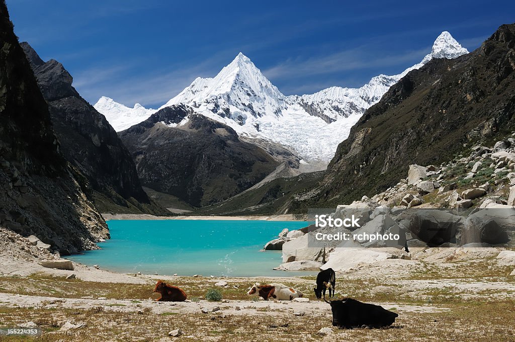 Peru, Cordillera Blanca Peru, Beautiful Cordillera Blanca mountain. The picture presents lagoon Paron Huaraz Stock Photo