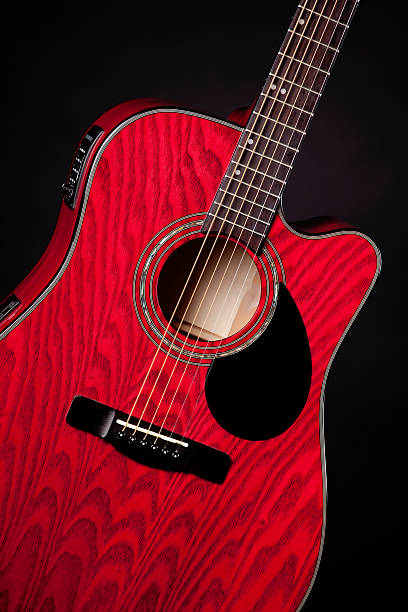 istock Guitar Red Acoustic Isolated on Black 155224525