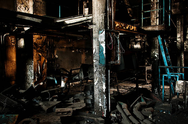 istock Old machinery and equipment inside ruins 155224990