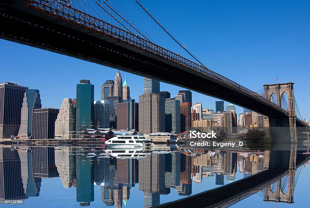 Ponte di Brooklyn e Manhattan skyline - Foto stock royalty-free di Acqua