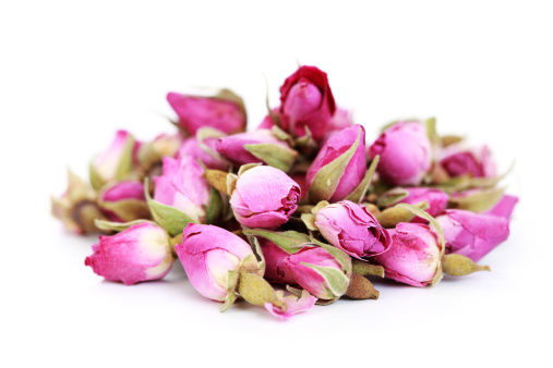 dried pink roses on white background - flowers