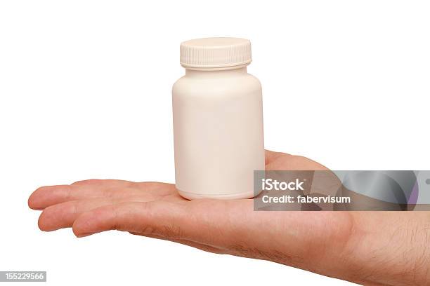 Frasco De Medicamento Em Palm - Fotografias de stock e mais imagens de Adulto - Adulto, Analgésico, Antibiótico