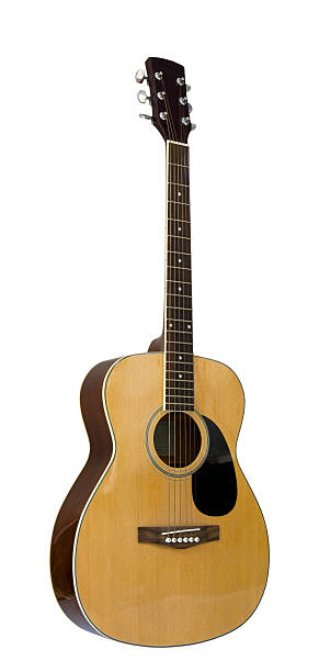 Wooden acoustic folk guitar stock photo