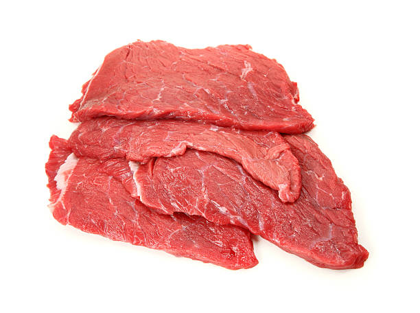 frischem rindfleisch schnitzel - schnitzel cutlet meat isolated on white stock-fotos und bilder