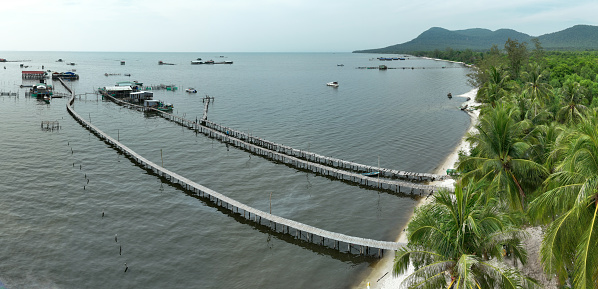 View of the jetty in the turquoise waters of Tioman Island Malaysia