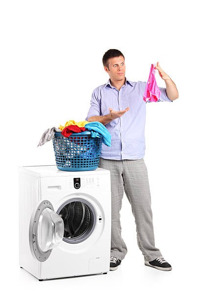 istock Surprised man found someone else's panties while laundering 155230713