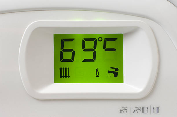 승온 보일러 제어 패널 데테일 - boiler gas boiler thermostat control panel 뉴스 사진 이미지