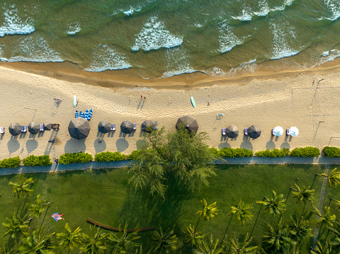 Abstract aerial photo of Ganh Dau Beach, the wild beauty of Phu Quoc Island, Kien Giang province