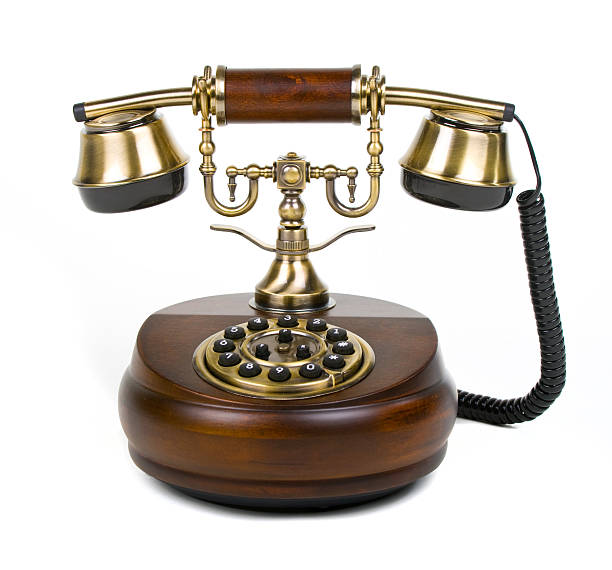 vintage phone over white stock photo