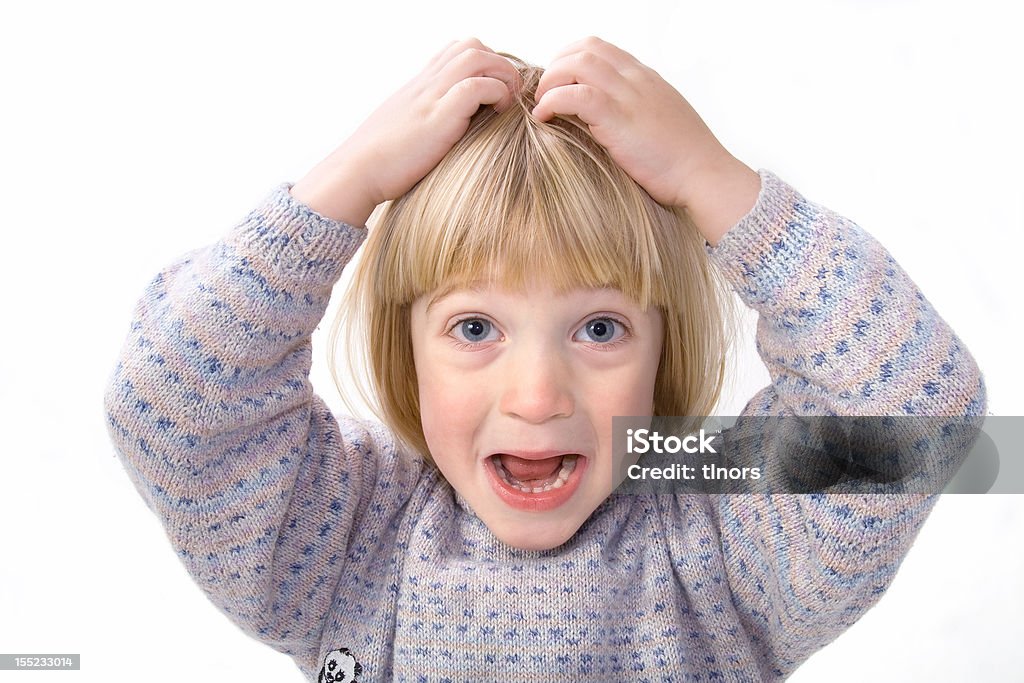 Kind kratzen Kopf jucken, isoliert auf weiss - Lizenzfrei Kind Stock-Foto