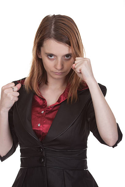 istock Business woman in fighting stance 155234089