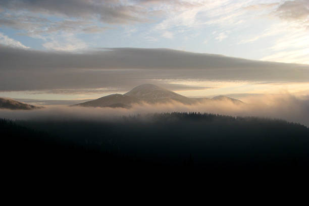 Morning in the mountains. stock photo