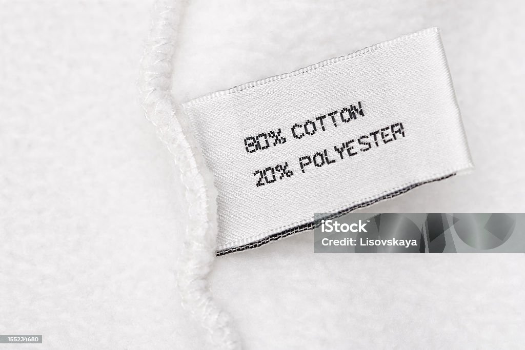 clothing label clothing label 80% cotton 20% polyester Cotton Stock Photo