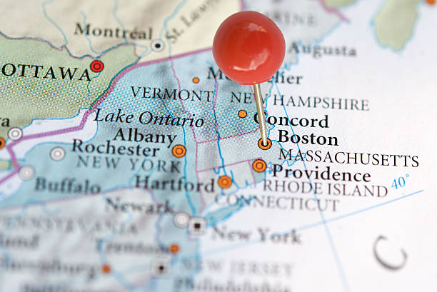 istock Close-up of Boston on map with pin 155234776