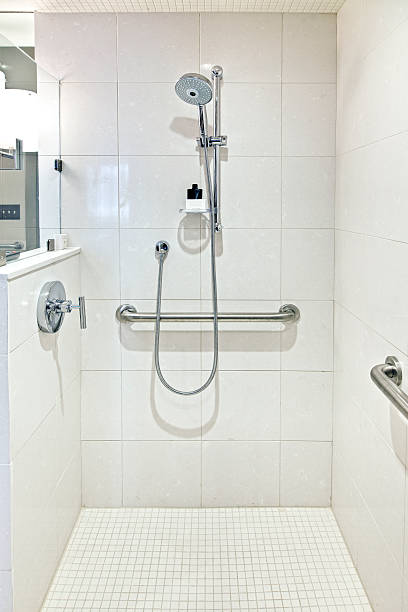 istock A luxury shower in a white bathroom 155234818