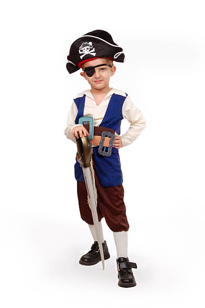 Pirate with a Peg-leg wearing a red headband and black shirt.