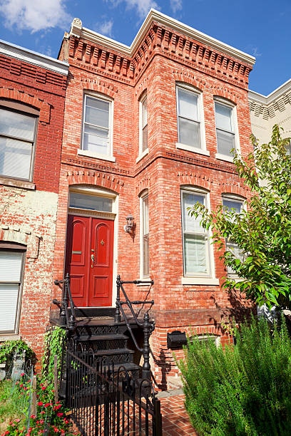 istock Tidy Red Brick Italiante Style Row House Home, Washington DC 155235141