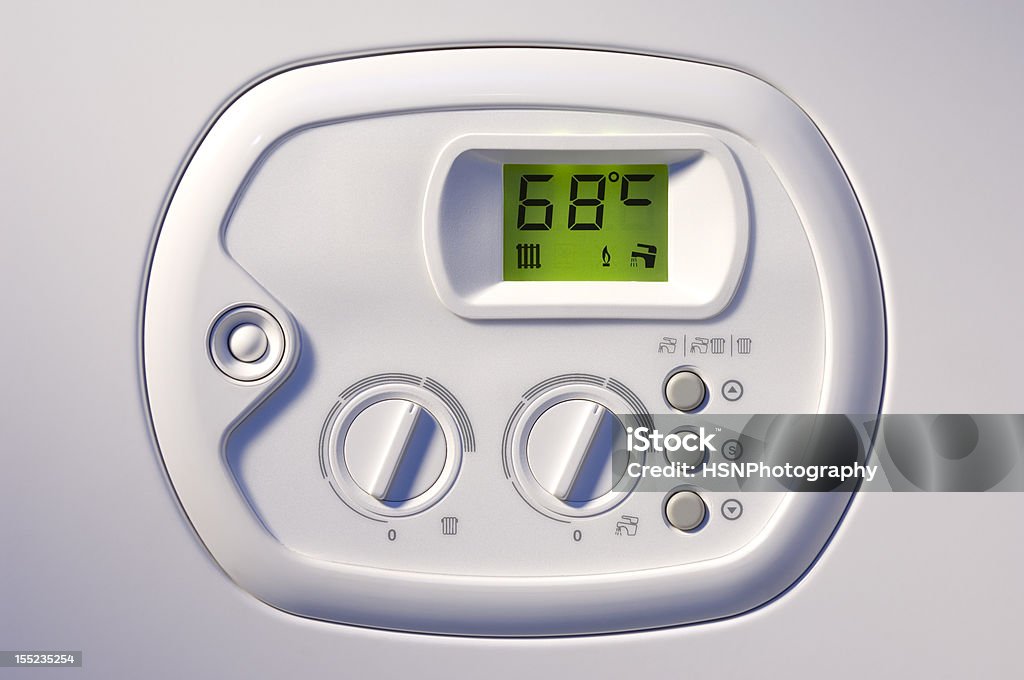 Caldeira de aquecimento painel de controle - Foto de stock de Caldeira - Equipamento industrial royalty-free