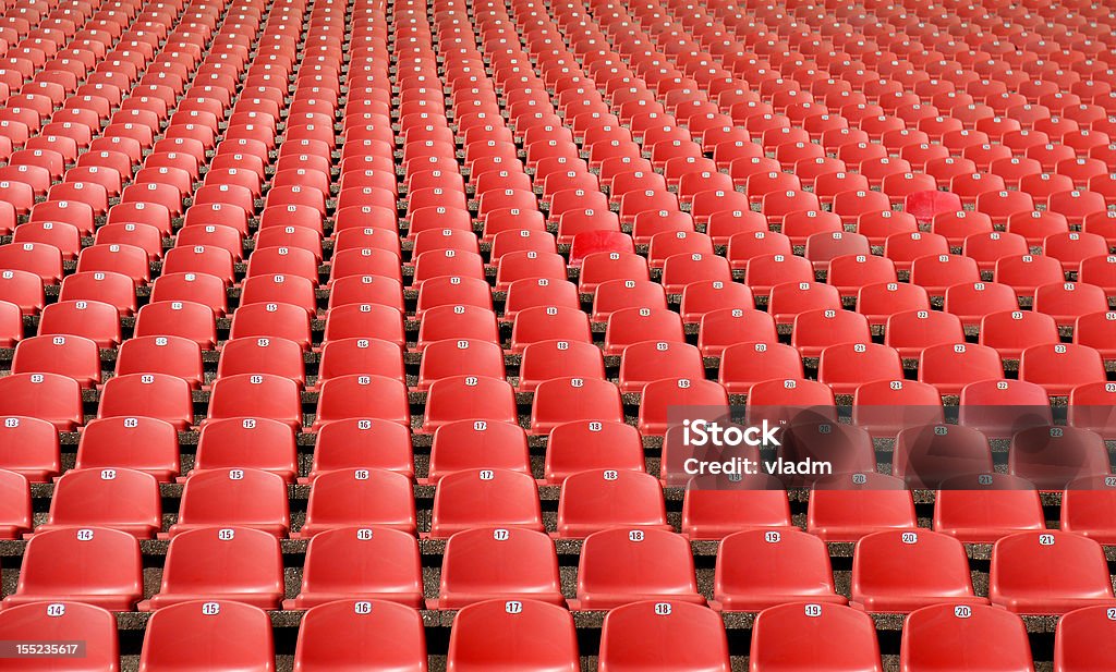 Empty bleachers Empty red bleachers Stadium Stock Photo