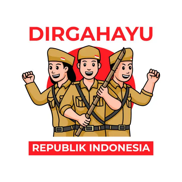 Vector illustration of happy indonesian independence day design