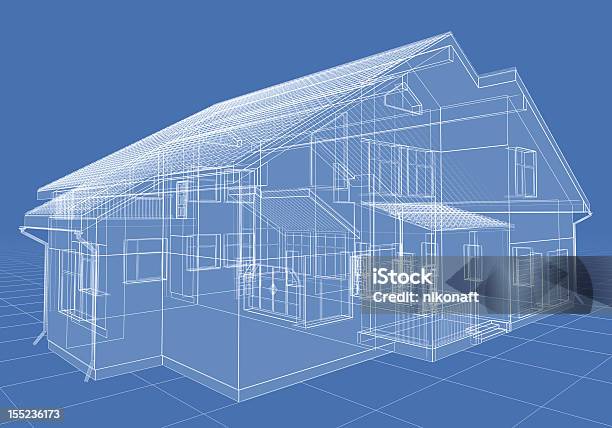 Дом — стоковые фотографии и другие картинки Каркасная модель - Каркасная модель, Абстрактный, Архитектура