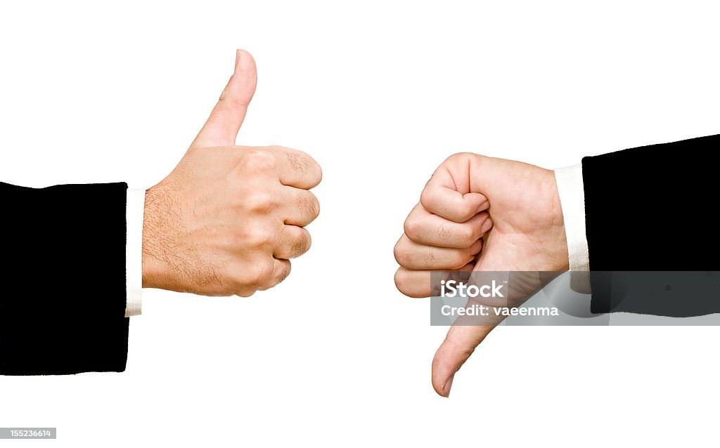 Hände zeigen Daumen nach oben und unten - Lizenzfrei Abmachung Stock-Foto