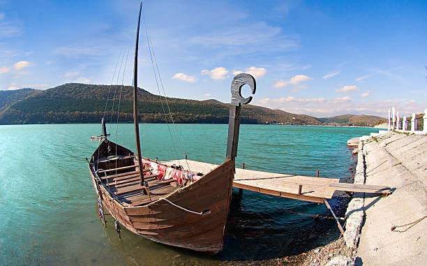 istock Old boat on Abrau lake 155236913