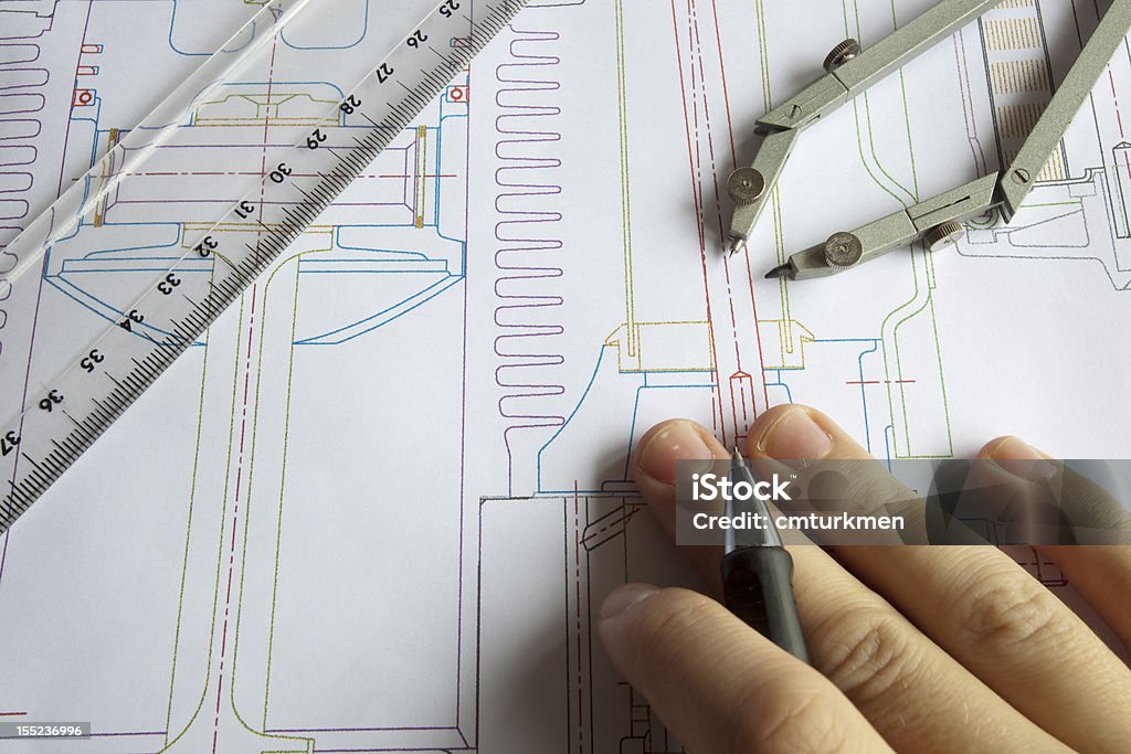 Zeichnung technische Papier - Lizenzfrei Bleistift Stock-Foto