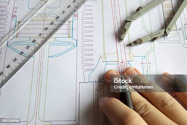 Zeichnung Technische Papier Stockfoto und mehr Bilder von Bleistift - Bleistift, Design, Designberuf