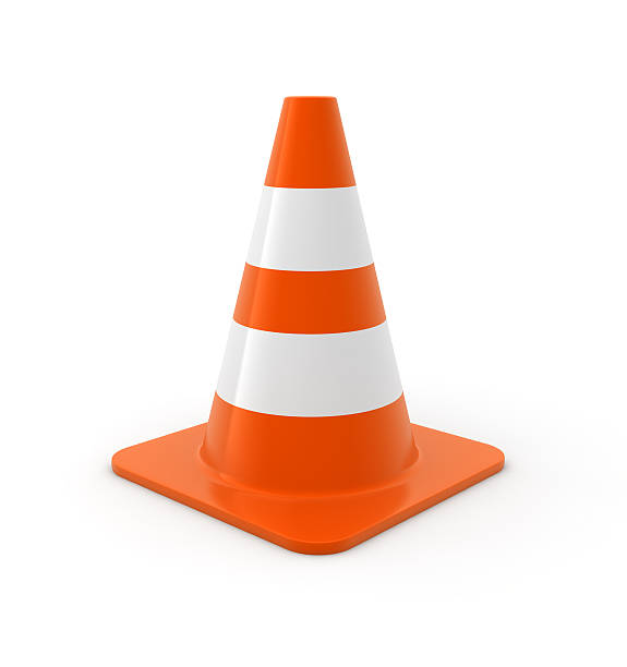 Traffic cone Traffic cone on white Background. Computer generated image. cone shape stock pictures, royalty-free photos & images