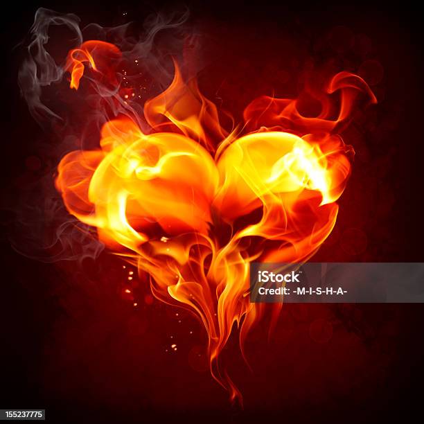 Heart Made From Orange And Red Flames Stock Photo - Download Image Now - Heart Shape, Flame, Fire - Natural Phenomenon