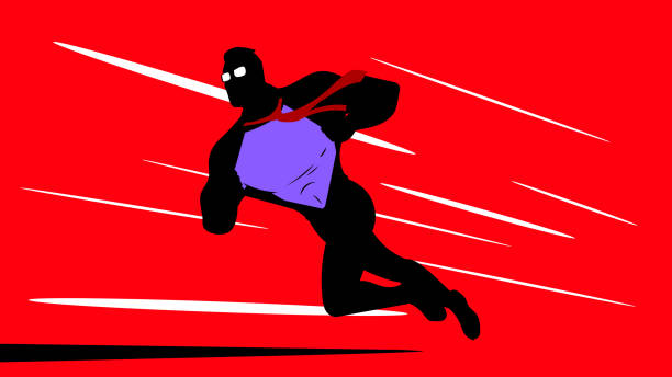 ilustraciones, imágenes clip art, dibujos animados e iconos de stock de silueta de superhéroe vectorial que cambia mientras se ejecuta ilustración de material - change superhero necktie strength