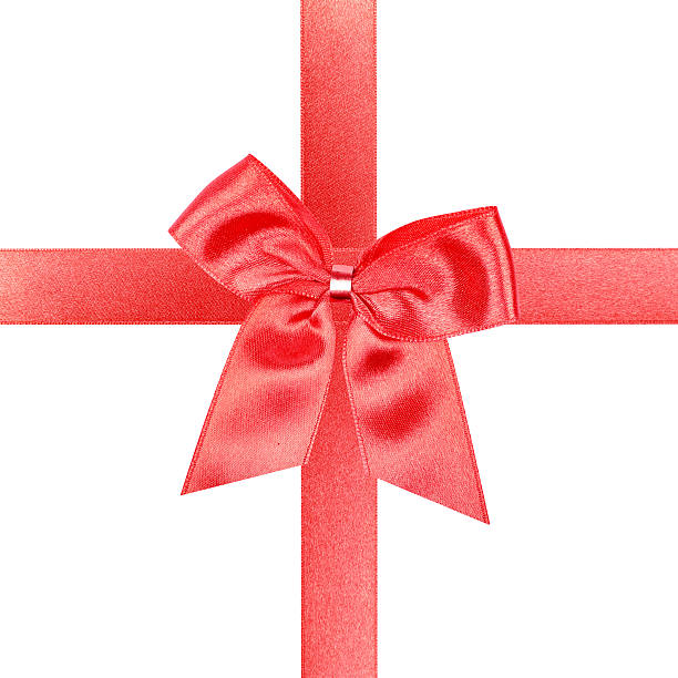 Big red gift bow stock photo
