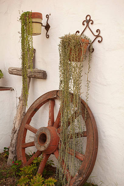 wagon Wheel & Cross. stock photo