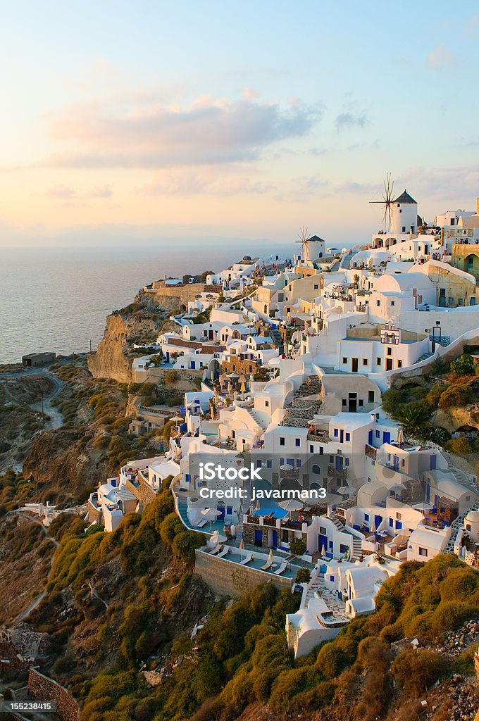 Oia village at Santorini island, Greece Oia village at Santorini island, Greece   Abstract Stock Photo